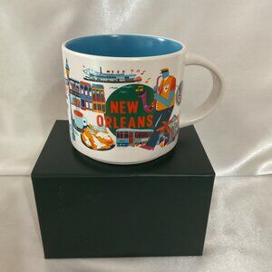 Starbucks New Orleans Ceramic Coffee Mug With Colorful City Art Design & Blue In